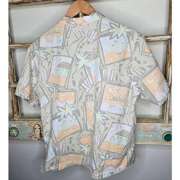 Vintage muted 80's Tropical button up ladies size medium - Picture 3 of 10